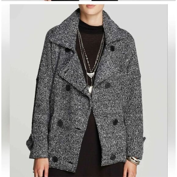 Free people oversized wool like slouchy moto /peacoat jacket - Picture 1 of 9